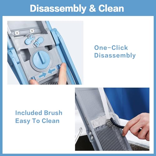 ONCE FOR ALL Sky Blue Upgraded Safe Mandoline Slicer with Large Capacity