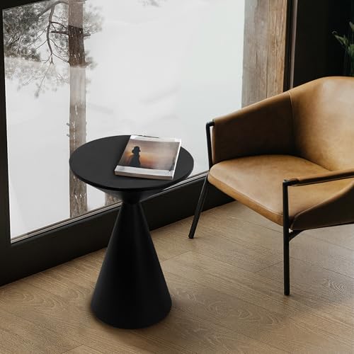 Black Small Drink Table - Round Martini Side Table for Small Spaces
