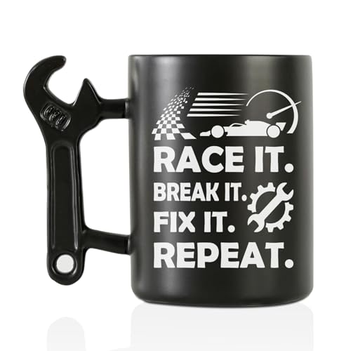 Car Racing Gift Mug with Wrench Handle - 13.5oz Mechanic Coffee Cup