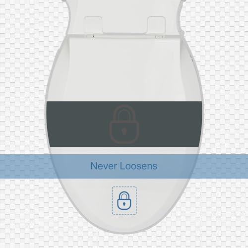 Elongated Toilet Seat Slow Close White 18.5 Inch No Baby Seat - Durable & Easy to Install