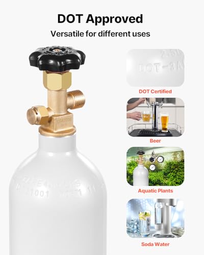 2.5 lb Aluminum CO2 Tank with CGA320 Valve for Beer & Soda Dispensing