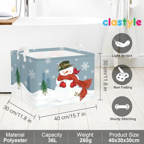 Clastyle Snowman Christmas Gift Basket | Large Blue Winter Toy Storage Bin