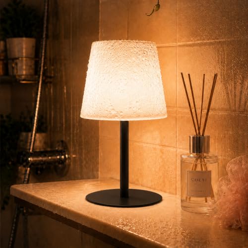 Cordless Waterproof Shower Lamp - Black, 3 Color Temperatures, Rechargeable, Touch Dimming, 1 Pack