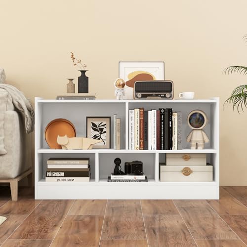 GIANTEX 5 Cube Bookcase - White Freestanding 2-Tier Open Bookshelf