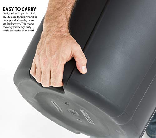 Outdoor 32 Gallon Garbage Can Pack of 2 Black Non-Wheeled with Locking Lid