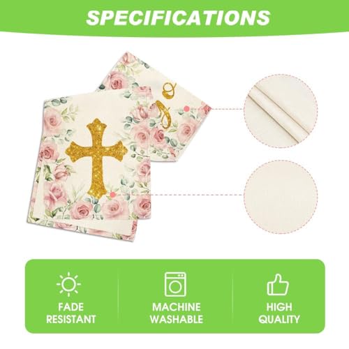 Artoid Mode Pink God Bless Girl Baptism Table Runner 13x90 Inch | First Holy Communion Christening Decor