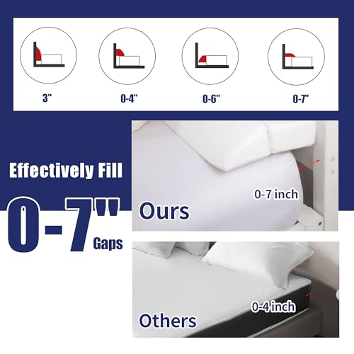 HOMBYS White Queen Size Wedge Pillow Headboard Gap Filler 60x6x6 Inches