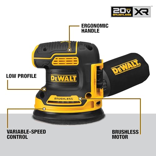 20V MAX XR Brushless Orbital Sander Tool Only - Variable Speed, Dust Collection