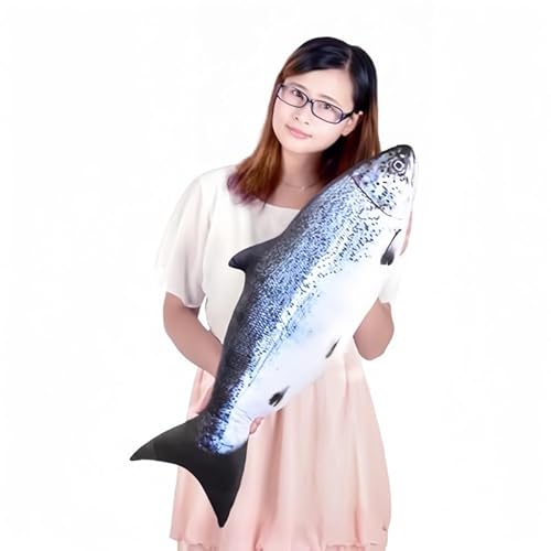 31.5 Inch Giant Soft Fish Cushion Pillow Animal Plush Pillow 3D Fish Cushion Carp Plush Throw Pillow Toys Gifts for Kids Birthday Christmas and Home Decor (Salmon)