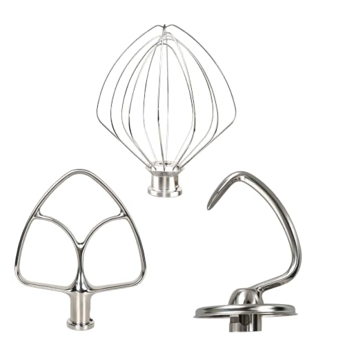 Mttobo 3-Piece Stainless Steel Mixer Attachment Set for KitchenAid 4.5 & 5 QT