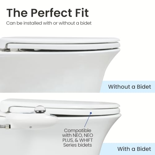 Elongated Slow Close Toilet Seat - Comfort Fit, White, Easy Install