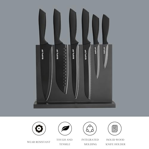 Black 15-Piece Kitchen Knife Set with Magnetic Holder - High Carbon Stainless Steel