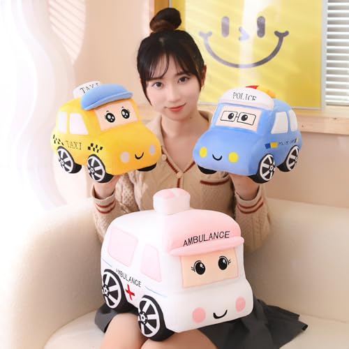 Bus Plush Toy car Plush Simulation School Bus Cute Cartoon Pillow Stuffed Van car Cushion Plush car Gift Cushion Children's Birthday Party Gift (11X7X6Inch) (Police car)