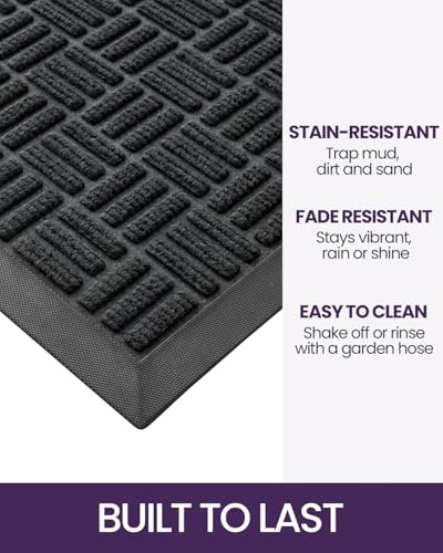 DEXI Maze Black Outdoor Entrance Door Mat 48x72 Rubber Doormat