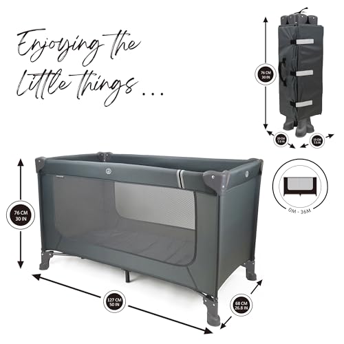 Kids Travel Bed Play Yard with Foldable Mattress - Compact Lightweight Nap & Play