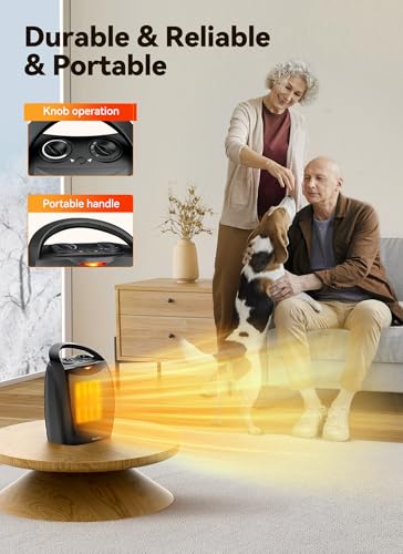 GiveBest Black Portable Electric Space Heater with 2-in-1 Fan & Thermostat
