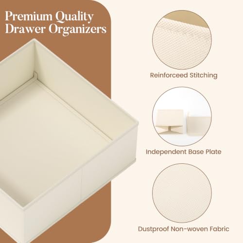 SIXDOVE Beige 21-Pack Drawer Organizer Storage for Clothes, Socks