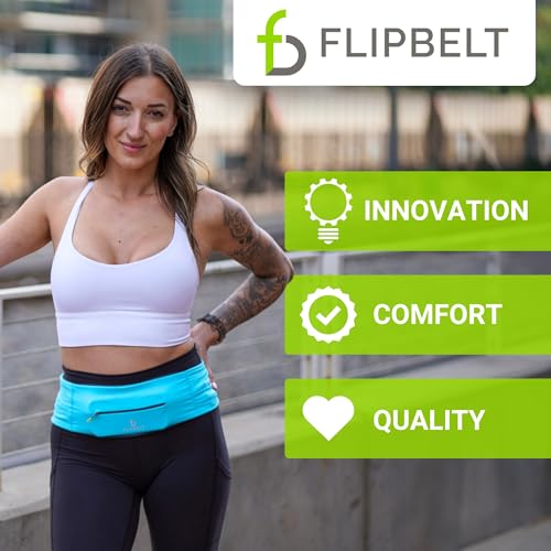 FlipBelt Zipper Running Waist Pack Large Carbon for Fitness & Travel