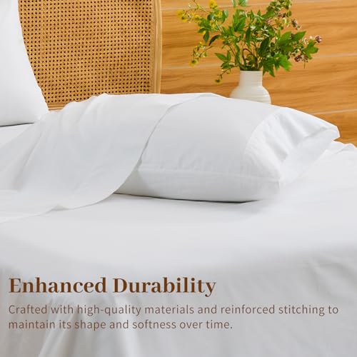 Bedlifes 1000TC Egyptian Cotton King Sheets Set with 22" Deep Pocket, White, 4-Piece