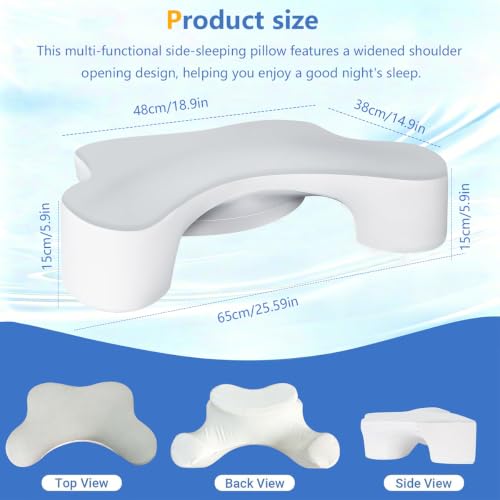 Side Sleeper Pillow with Arm Hole - Ergonomic Memory Foam for Shoulder Pain