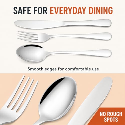 Modern 60-Piece Silverware Set for 12 - Stainless Steel Flatware