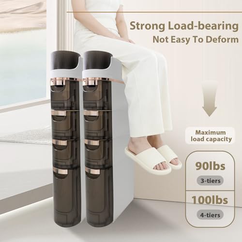 Slim 4-Tier Bathroom Storage Cabinet - Movable Narrow White Organizer