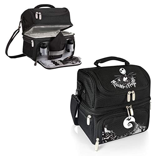 Disney Jack Skellington Insulated Lunch Box with Utensil Set - Nightmare Before Christmas Cooler, Soft Sided, Black - Variation: Master of Fright