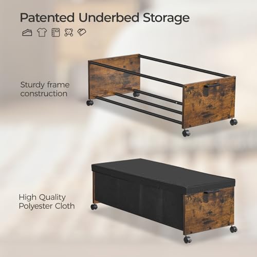 Under Bed Drawers on Wheels - Quadruple Size Rustic Brown Heavy Duty Storage