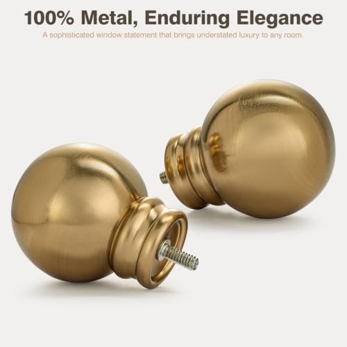 Parutta Brushed Brass Curtain Rod 32-152 Inch Heavy Duty Adjustable Drape Rod with Finials