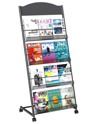 Floor-Standing Multi-Layer Magazine Rack with Wheels for Office & Exhibitions
