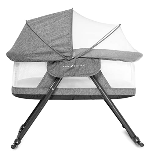 Go With Me Slumber Deluxe Portable Rocking Bassinet with Canopy - Charcoal Tweed