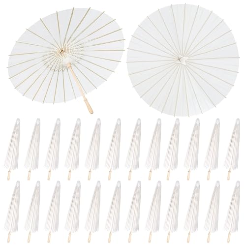 White Paper Umbrellas 24 Pack 33 Inch Wedding Parasol for DIY Crafts & Photography Props Variation of 24 / White