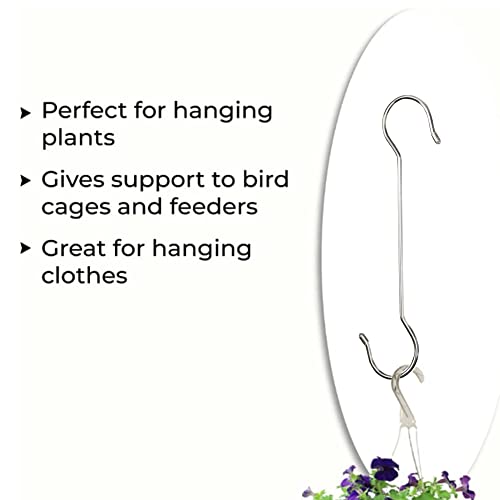 12 Inch Metal Hanging Christmas S Hooks - Heavy-Duty Stainless Steel, Extra Large for Kitchen, Garden, and Retail Use (6-Pack)