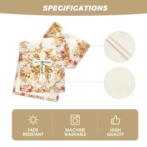 Artoid Mode Cross Blessed Eucalyptus Pumpkins Fall Table Runner, Seasonal Autumn Kitchen Dining Table Decoration for Home Party Decor 13x72 Inch