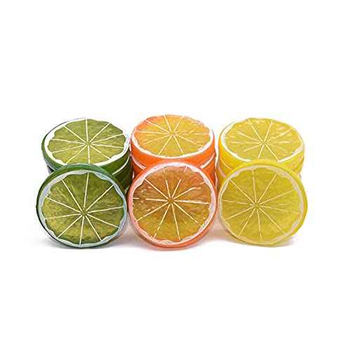 CiCy 30 Pieces Simulation Lemon Slices Plastic Lifelike Fake Fruit Model Artificial Lemon Props for Party Kitchen Wedding Decoration Photography Props, Orange, Green and Yellow