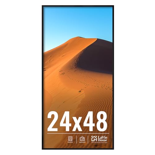 LaVie Home Black 24x48 Wall Picture Frame with HD Plexiglas - Vertical or Horizontal Display