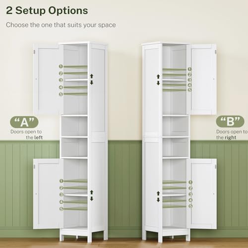 TEENFON 67" Tall Bathroom Cabinet with Adjustable Shelves and Doors,