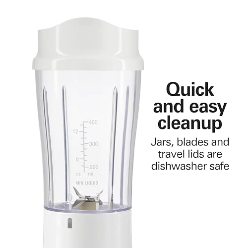 Hamilton Beach Portable Blender with 14 oz Travel Jar - White, 2 Jars