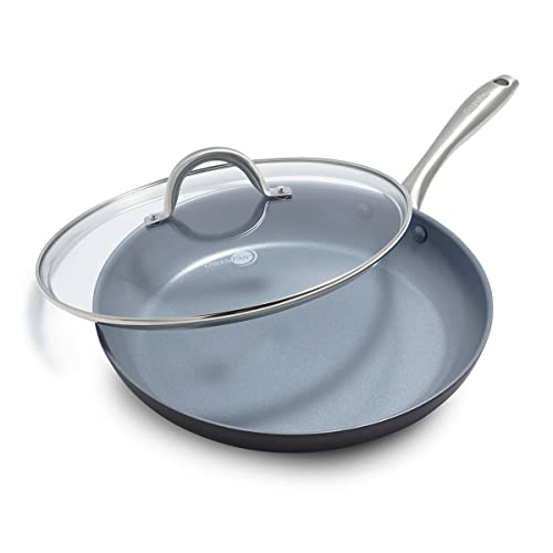 12-Inch Ceramic Nonstick Frying Pan Skillet with Lid - Hard Anodized, PFOA-Free