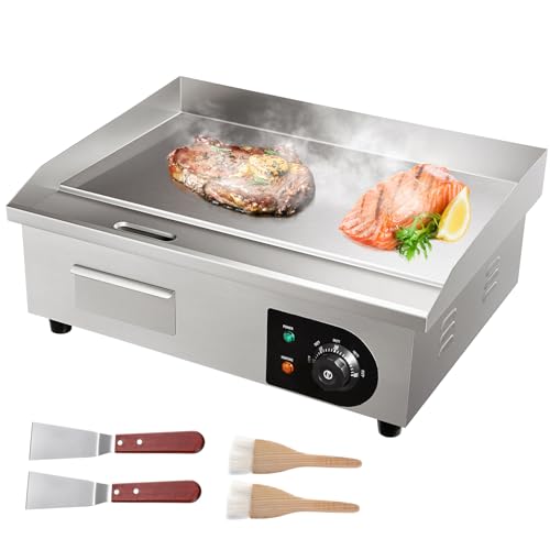 22-Inch Commercial Electric Flat Top Griddle - Large Countertop Cooking Surface