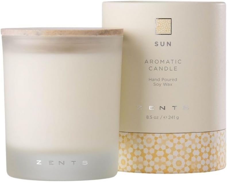 Zents Scented Soy Wax Candle (Earth - Sandalwood & Fir Needle), Large Jar Single Wick, Uplifting Home Decor Accent, 8.5 oz