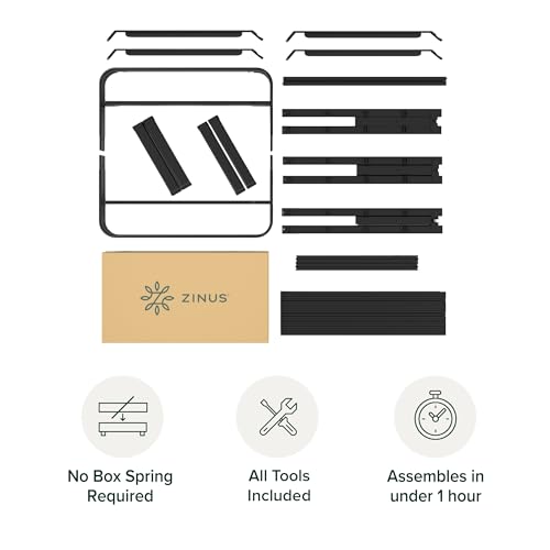 Zinus Full Size Black Metal Bed Frame with Under-Bed Storage, No Box Spring Needed, Easy Assembly