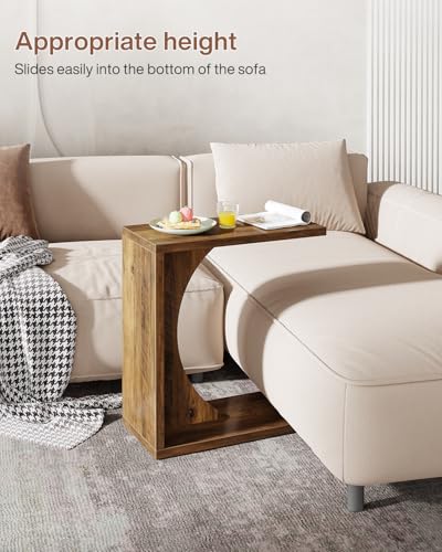 Tribesigns C-Shaped End Table for Couch - Brown Small Space Sofa Side Table