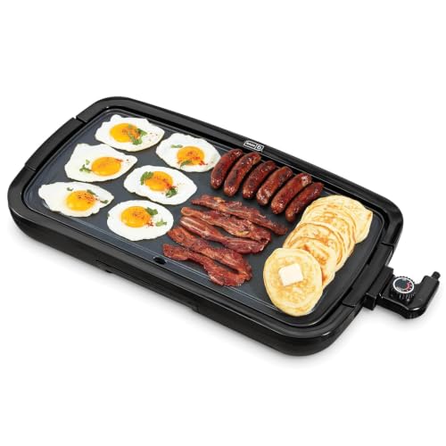 DASH Deluxe Electric Griddle Black - Removable Nonstick Plate, 20x10.5 Inch
