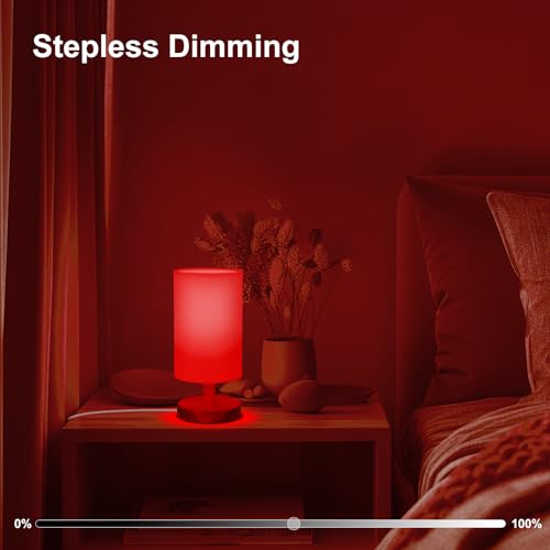 Round Red Light Lamp for Bedroom with Dimmable White & Red 670nm Light, Remote & Timer