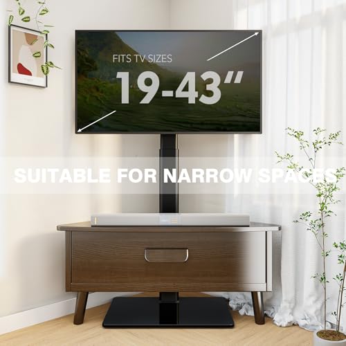 19-43 Inch Swivel Floor TV Stand with Height Adjustment & Tilt - Black