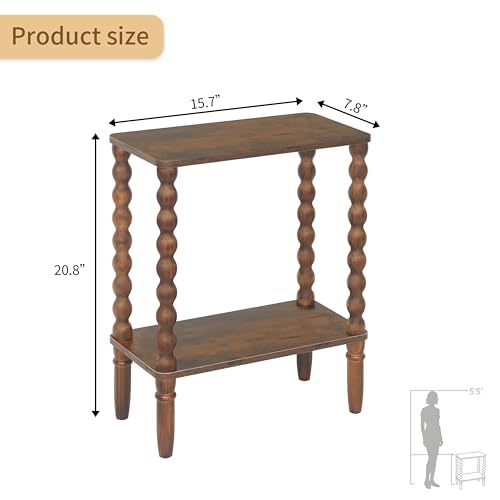 Fultyle Small Narrow End Table with Storage - Rustic Brown Nightstand