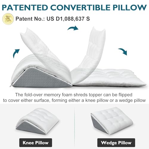 Shinnwa 23.5 x 18.8 x 8 Inch Convertible Knee Pillow with Dual-Layer Memory Foam for Back Pain Relief