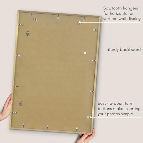 Americanflat Gold 28x40 Poster Frame with Mat - Slim Molding, Pack of 1