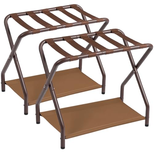 Bronz Foldable Luggage Rack Set of 2 - Suitcase Stand for Guest Room